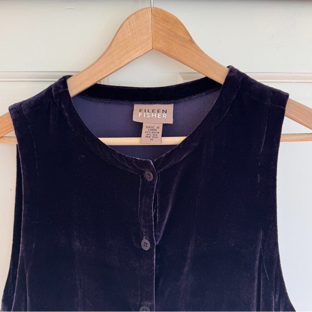 Eileen Fisher vintage rayon/silk Deep Plum Velvet Crop vest M